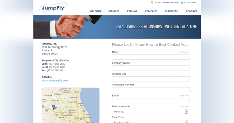 Contact page of #8 Top AdWords PPC Firm: Jumpfly