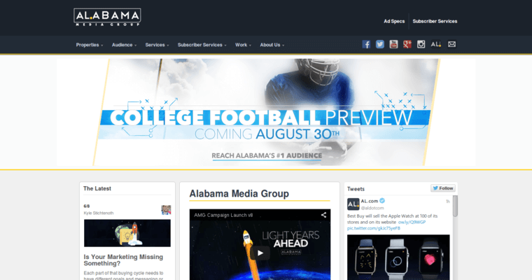 Home page of #10 Best Bing Company: Alabama Media Group