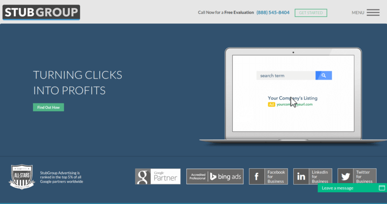 Home page of #6 Top Bing Firm: StubGroup