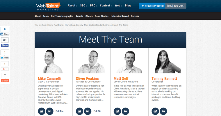 Team page of #4 Best Bing Company: Web Talent Marketing