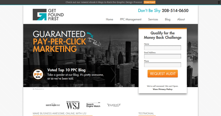 Home page of #9 Leading Facebook Pay-Per-Click Agency: Get Found First