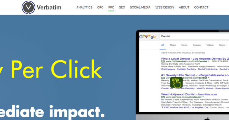 Pay Per Click page of #6 Best Los Angeles Pay Per Click Business: Verbatim Marketing Agency