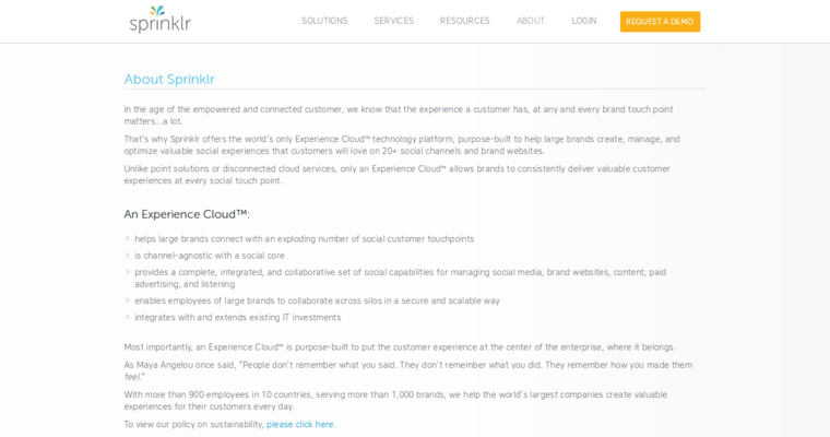 About page of #4 Top LinkedIn Pay-Per-Click Agency: Sprinklr