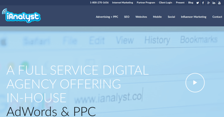 Home page of #2 Best Miami PPC Agency: iAnalyst 