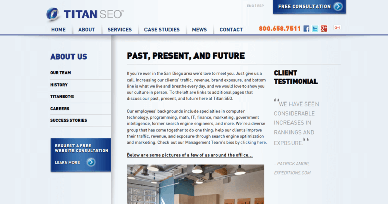 About page of #7 Top San Diego PPC Firm: Titan SEO, Inc.