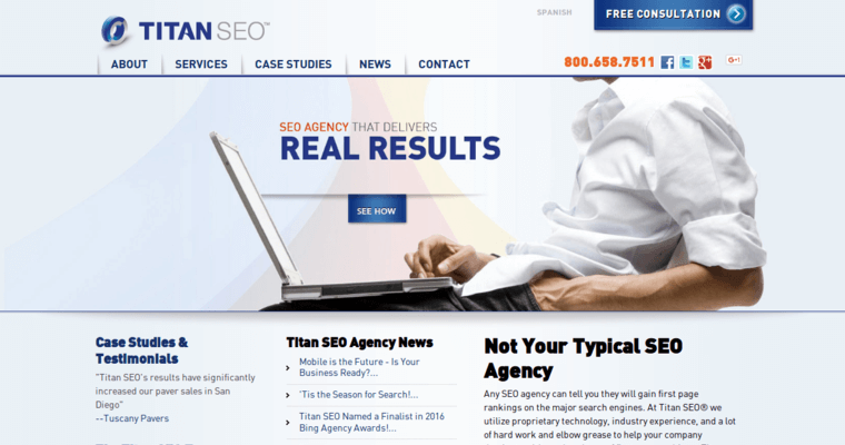 Home page of #7 Top San Diego PPC Firm: Titan SEO, Inc.