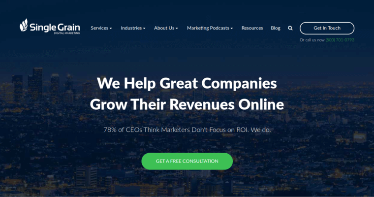 Home page of #2 Best San Francisco Pay Per Click Business: Single Grain LLC