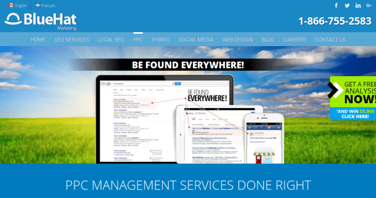 Ppc page of #5 Best Toronto PPC Business: BlueHat Marketing