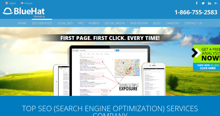 Seo page of #5 Leading Toronto PPC Business: BlueHat Marketing