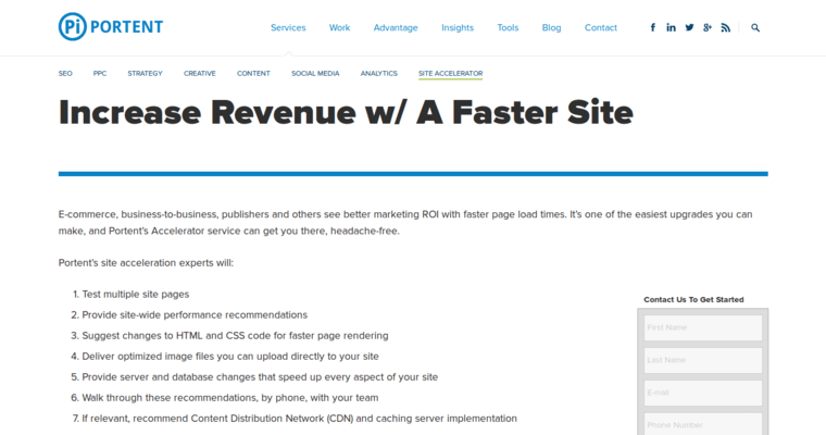 Contact page of #9 Best Twitter Pay-Per-Click Firm: Portent