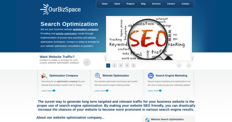 Home page of #8 Top Twitter Pay-Per-Click Business: OurBizSpace