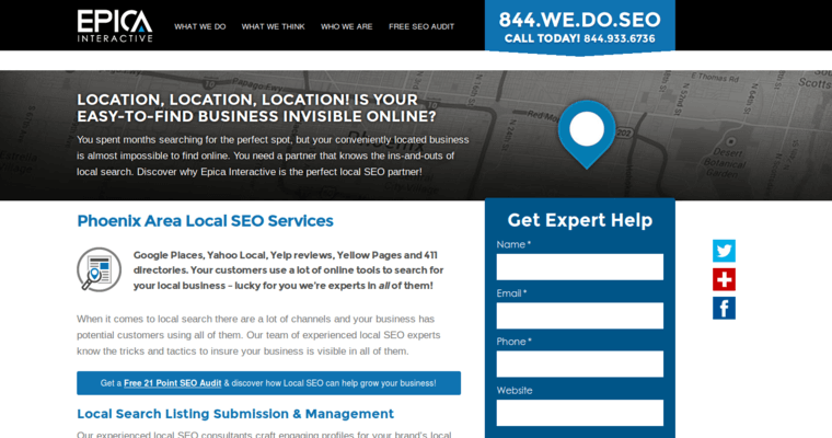Service page of #4 Top Twitter PPC Business: Epica Interactive