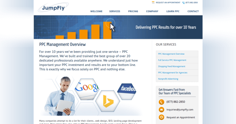 Service page of #2 Top Yahoo PPC Agency: Jumpfly
