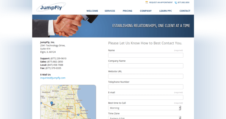 Contact page of #2 Leading Yahoo PPC Company: Jumpfly
