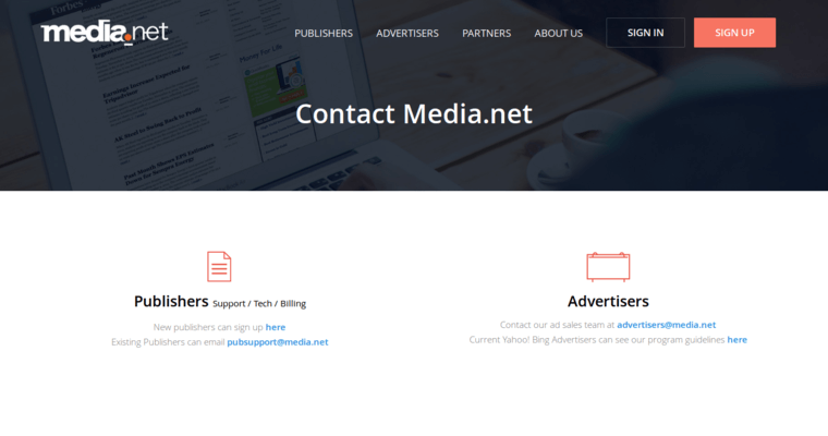 Contact page of #3 Top Yahoo Pay-Per-Click Firm: Media.net