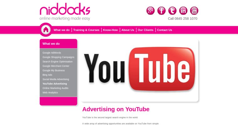 Home page of #2 Leading Youtube Pay-Per-Click Agency: Niddocks