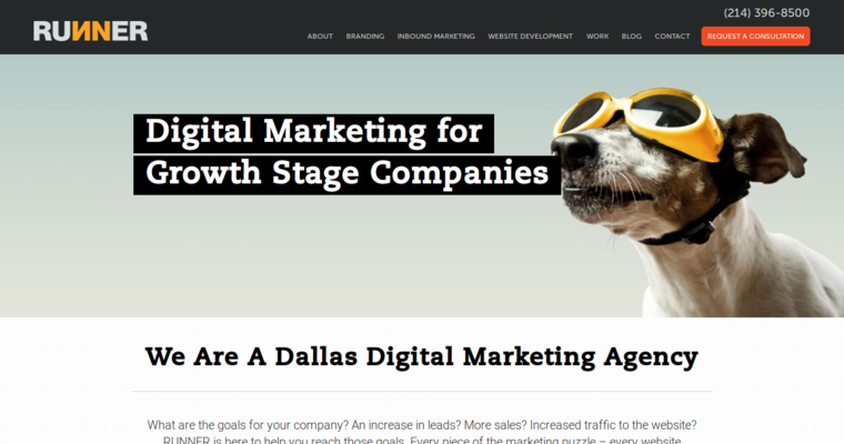 Home page of #8 Top Pay-Per-Click Firm: Runner Agency