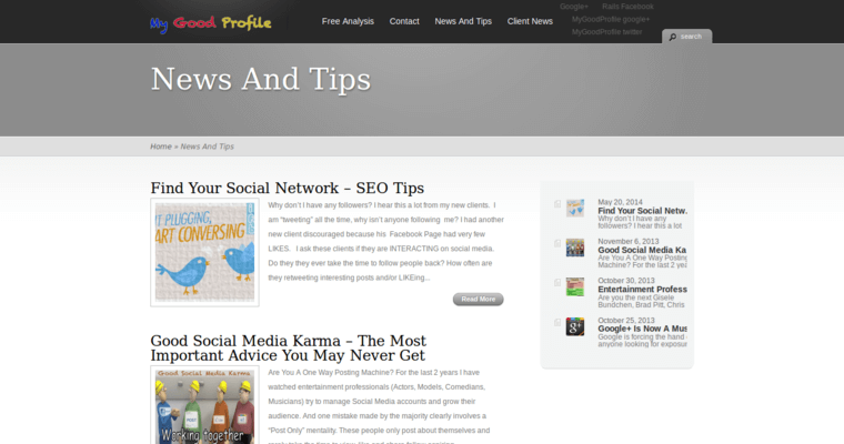 News page of #11 Leading Pay Per Click Management Business: My Good Profile