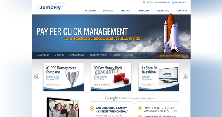 Home page of #6 Best AdWords PPC Business: Jumpfly