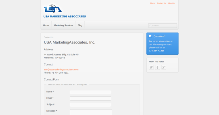 Contact page of #5 Top AdWords PPC Firm: USA Marketing Associates