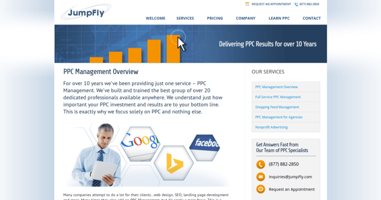 Service page of #6 Best AdWords PPC Business: Jumpfly