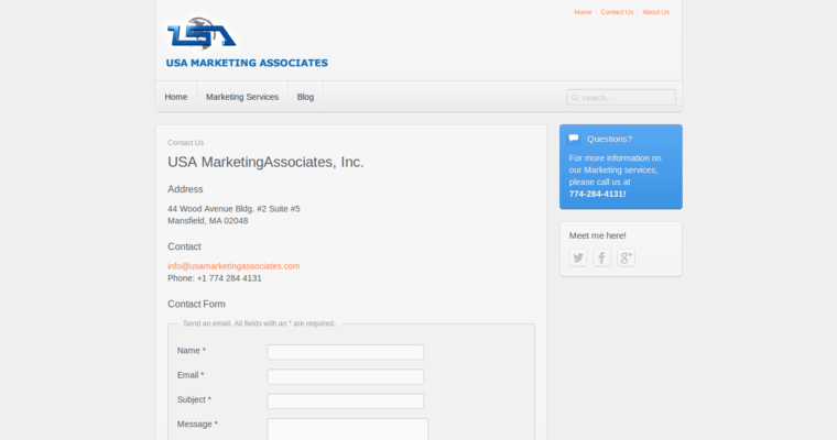 Contact page of #5 Best AdWords Pay-Per-Click Firm: USA Marketing Associates