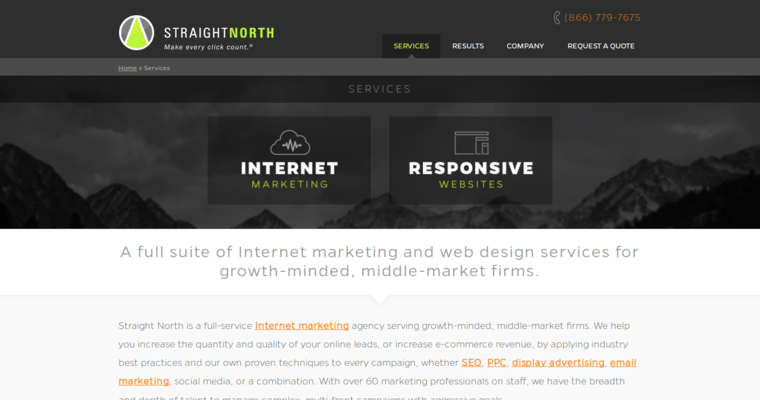 Service page of #4 Best Bing Business: Straight North