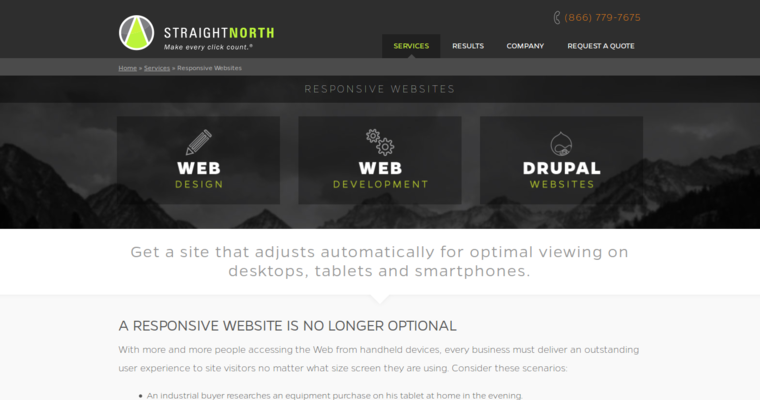Websites page of #4 Leading Bing Company: Straight North