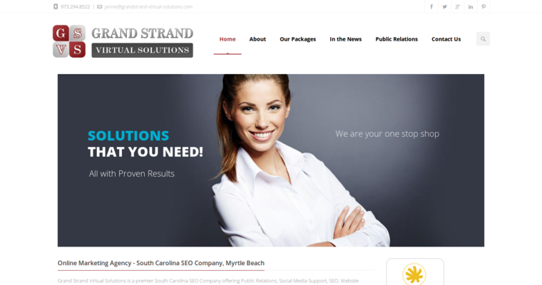Home page of #9 Best Facebook Pay-Per-Click Business: Grand Strand Virtual Solutions