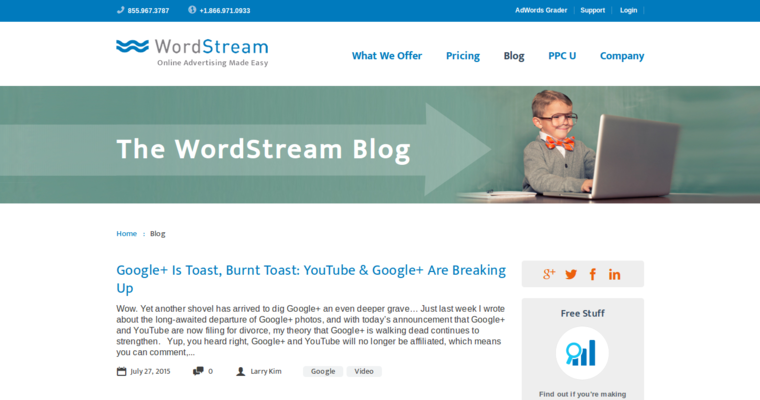 Blog page of #7 Leading Facebook Pay-Per-Click Business: WordStream