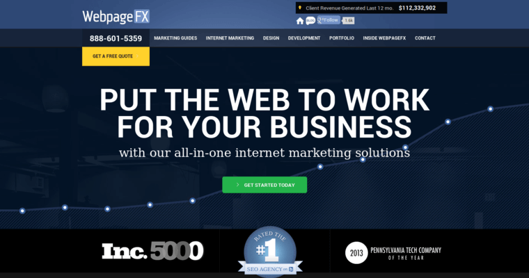 Home page of #6 Best Remarketing Pay-Per-Click Company: WebpageFX