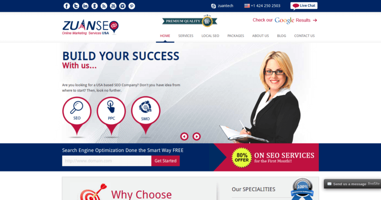 Home page of #10 Best Twitter PPC Managment Business: Zuan SEO USA